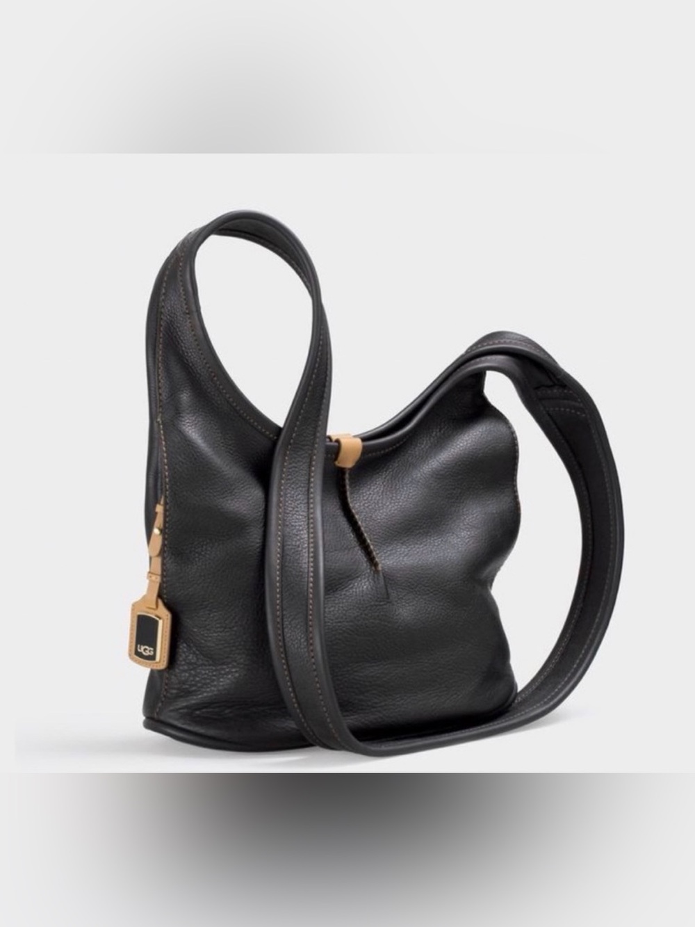 HTF UGG Classic Crossbody Black Leather Bag Large Hobo